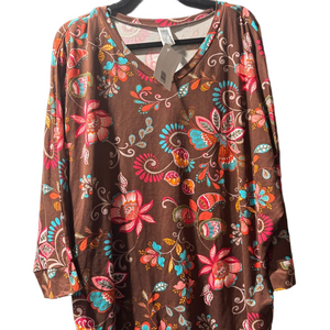 NWT Honey Me Paisley Brown Women's Top XXL